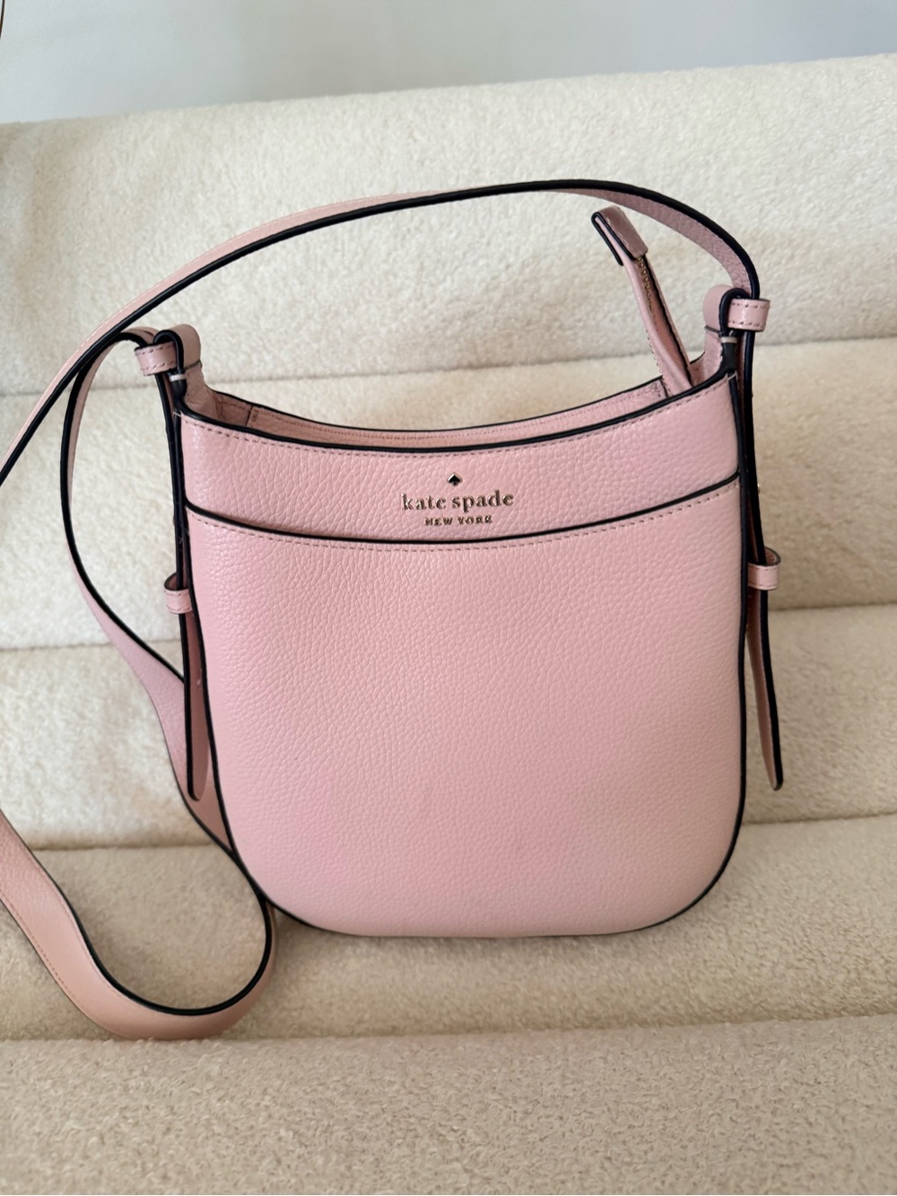 Kate Spade Leila North South Crossbody in Rose Smoke Pebbled Leather